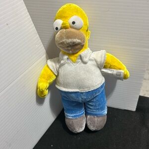 Homer Simpson Plush Toy - Yellow White Blue Soft Doll